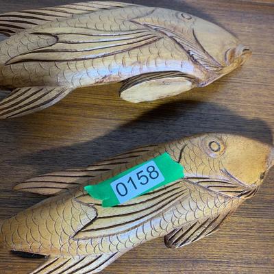 Mid Century Wood Carved Fish