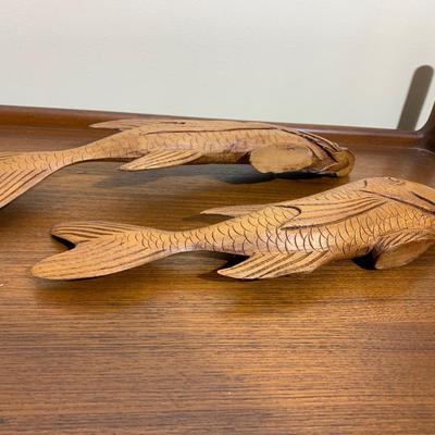 Mid Century Wood Carved Fish