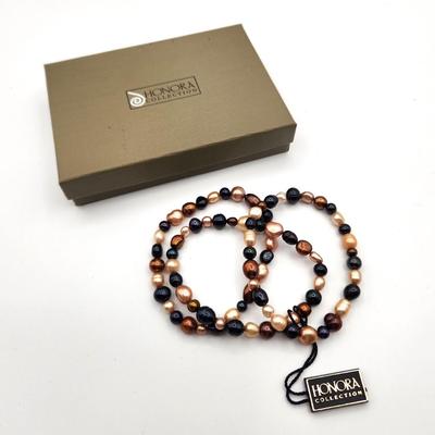 Lot #88 Set of three Honora Natural Pearl Bracelets - Fall Colors