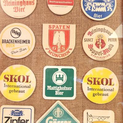 Lot #90 Vintage German Beer Coasters in Frame - all original