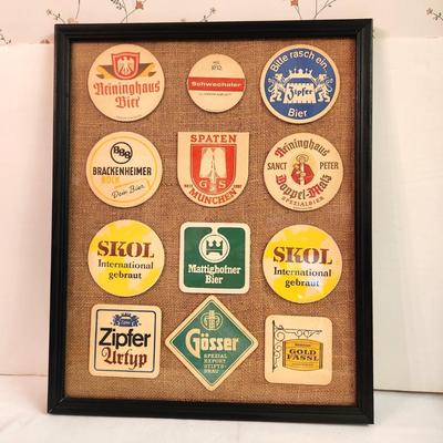 Lot #90 Vintage German Beer Coasters in Frame - all original