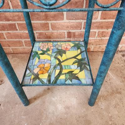 Stained Glass Metal Table 15x15 x25