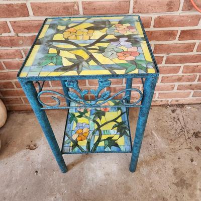 Stained Glass Metal Table 15x15 x25