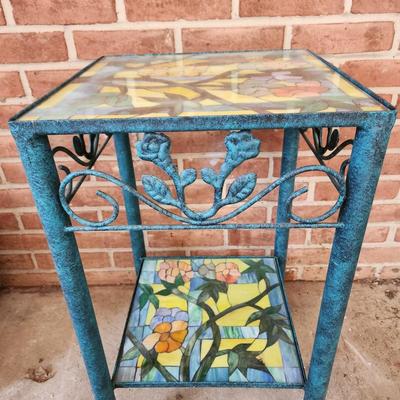 Stained Glass Metal Table 15x15 x25