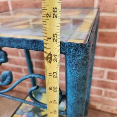 Stained Glass Metal Table 15x15 x25