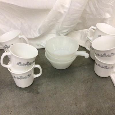 8 Corelleware Coffee Cups 3 Fireking Bowls