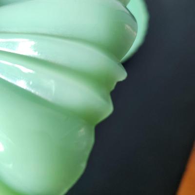 lot of 6 Glass Covered Dishes Milk Glass Jadeite Green
