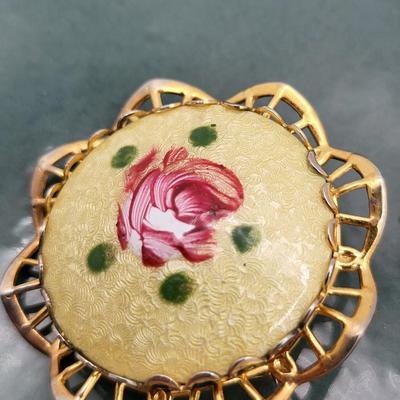Two Vintage Pins Guillioche & Rhinestone
