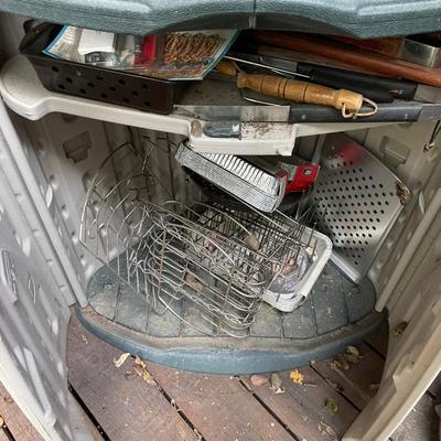 Corner deck storage and contents