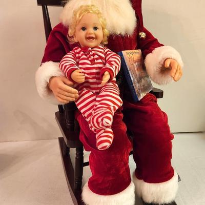 Lot #95 Santa in Chair with Child/Storybook - Holiday Decoration