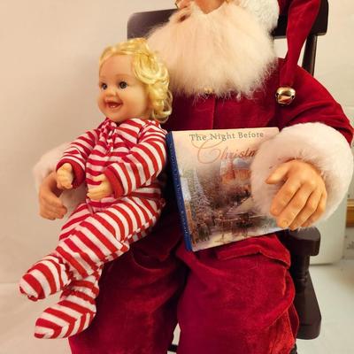 Lot #95 Santa in Chair with Child/Storybook - Holiday Decoration