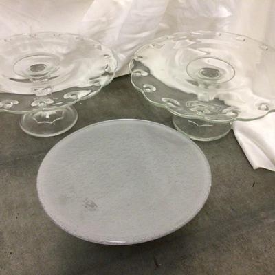 Three Glass Cake Plates
