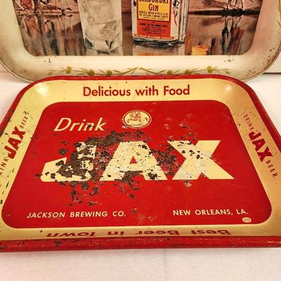 Lot #98 Lot of 2 Vintage Bar Trays - JAX Beer and Gordon's Gin