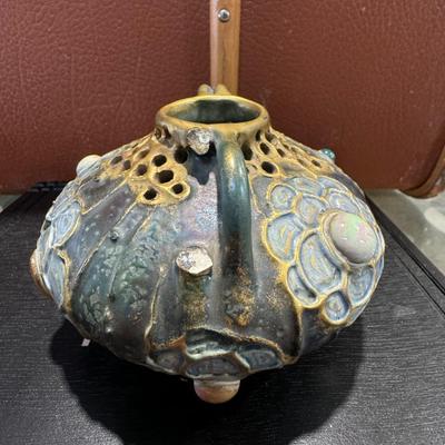 19th century jeweled Art Nouveau ceramic vessel