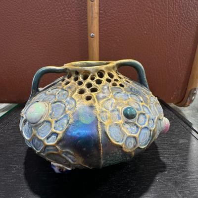 19th century jeweled Art Nouveau ceramic vessel