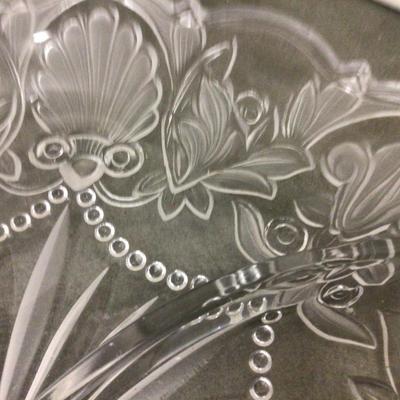 Very Nice Cut Glass Round Divided Serving Tray