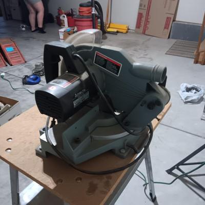 DELTA 10" MITER SAW ON A STAND, ROLLER STAND