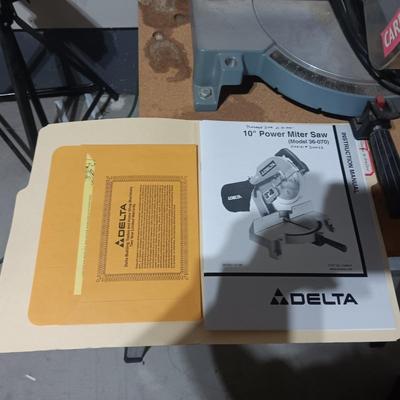 DELTA 10" MITER SAW ON A STAND, ROLLER STAND
