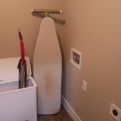 DIRT DEVIL POWER STICK, SWIFFER WET JET, CLOTHES HAMPER, IRON AND BOARD