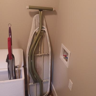 DIRT DEVIL POWER STICK, SWIFFER WET JET, CLOTHES HAMPER, IRON AND BOARD