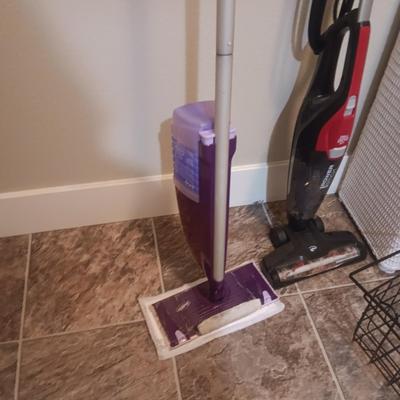 DIRT DEVIL POWER STICK, SWIFFER WET JET, CLOTHES HAMPER, IRON AND BOARD