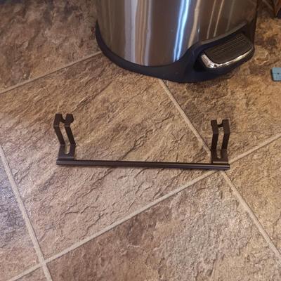 STEP STAINLESS STEEL TRASH CAN, EZ MOVERS, FOLDING YARDSTICK AND CABINET TOWEL RACK