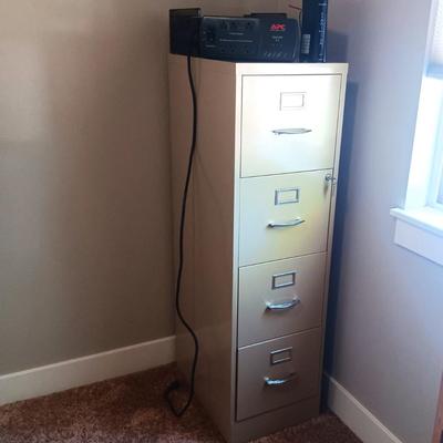 4 DRAWER LOCKING FILING CABINET, ROUTER, APC BACK-UP AND ORGANIZER
