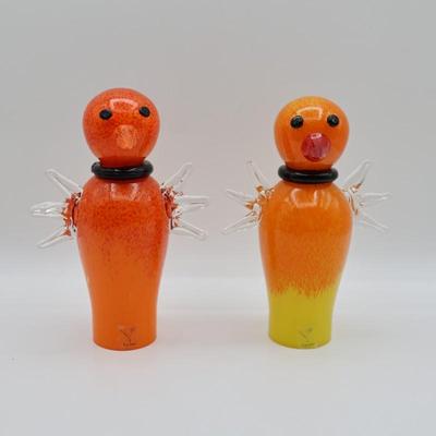 Pair of Vintage Kriff Design Glass Birds