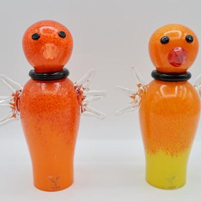 Pair of Vintage Kriff Design Glass Birds