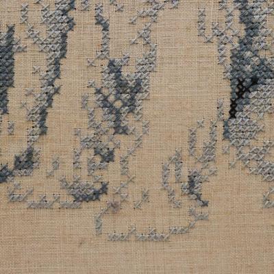 Vintage Cross Stitch Needlepoint Art Schnauzer Dogs