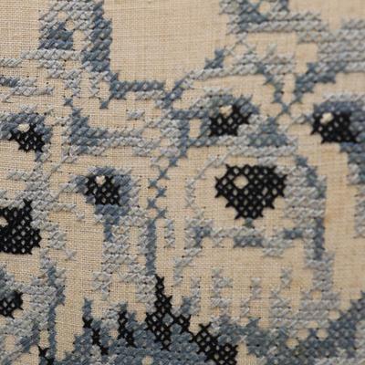 Vintage Cross Stitch Needlepoint Art Schnauzer Dogs
