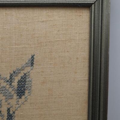 Vintage Cross Stitch Needlepoint Art Schnauzer Dogs