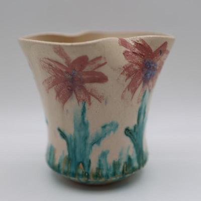 Signed Hand Painted Floral Vase