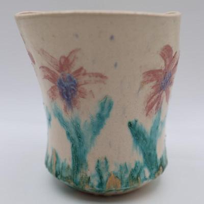 Signed Hand Painted Floral Vase