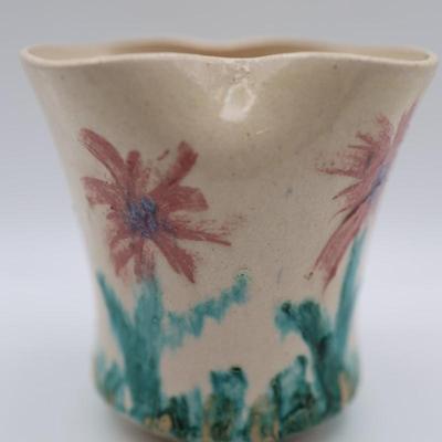 Signed Hand Painted Floral Vase