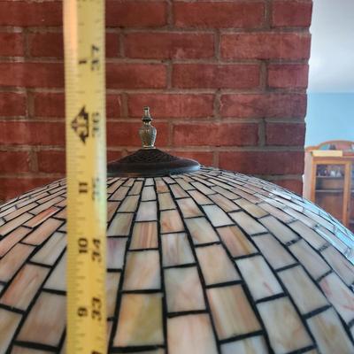 Heavy Tiffany Style Table Metal lamp 3 Lights w Pull Cords