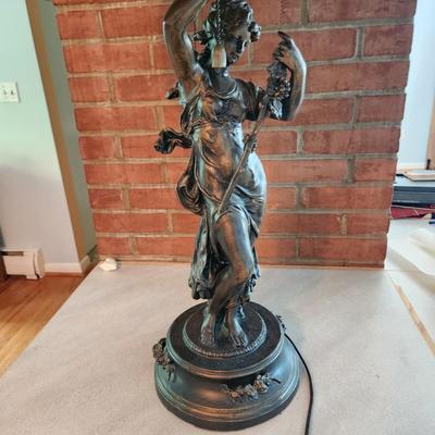 Heavy Tiffany Style Table Metal lamp 3 Lights w Pull Cords