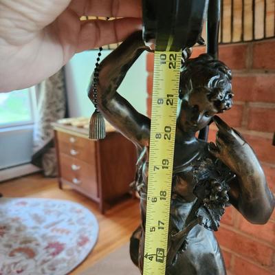 Heavy Tiffany Style Table Metal lamp 3 Lights w Pull Cords