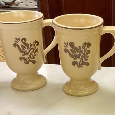Four Pfaltzgraff Village coffee mugs
