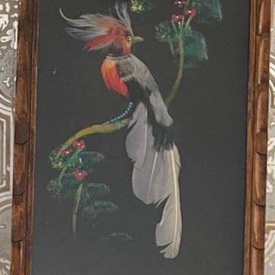 Signed Mexico Bird Feather Collage