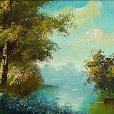 Nicely Framed Oil on Canvas Painting Inspired by Hudson River School