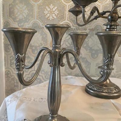 Three Silver Plate Candelabra