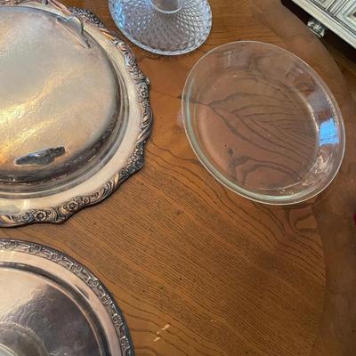 Multiple Silver Plate Trays and Ice Bucket