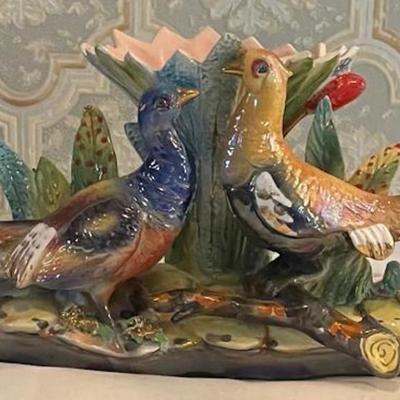 Nice Iridescent Porcelain Pheasant Bud Vase