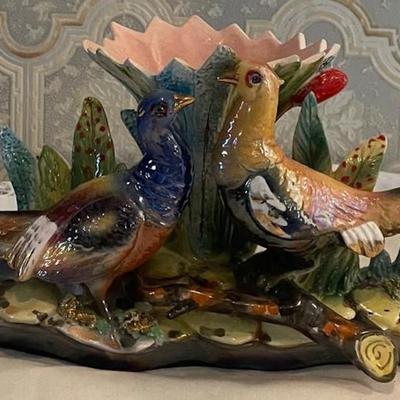 Nice Iridescent Porcelain Pheasant Bud Vase