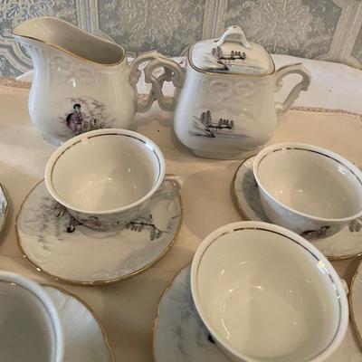 Vista Aleged Portugal Tea Cups/Saucers, Creamer/Sugar Pot Set