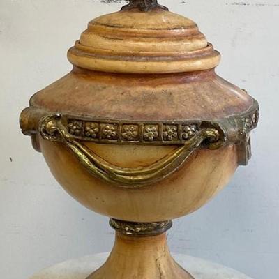 French Hand Painted Tole Urn with Cover