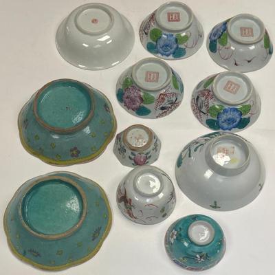 12 Antique Chinese Collectible Porcelain Dishes