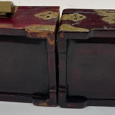 Two Chinese Rose Wood Jade Jewelry Boxes