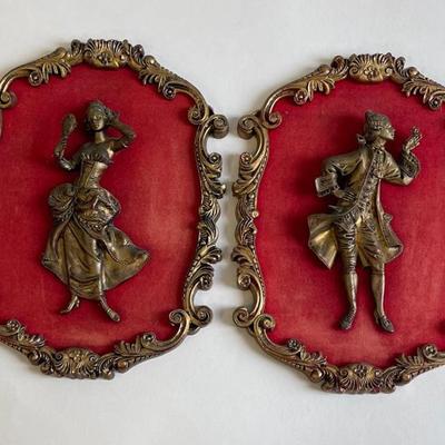Two French Wall Hanging Plaque Figurines Modello Depositato